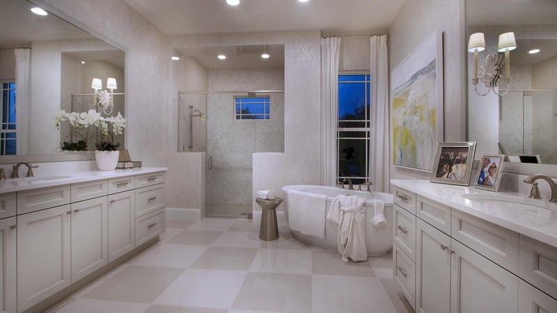 The Master Bathroom of The Montclair by STOCK Signature Homes at The Lake Club in Lakewood Ranch Florida